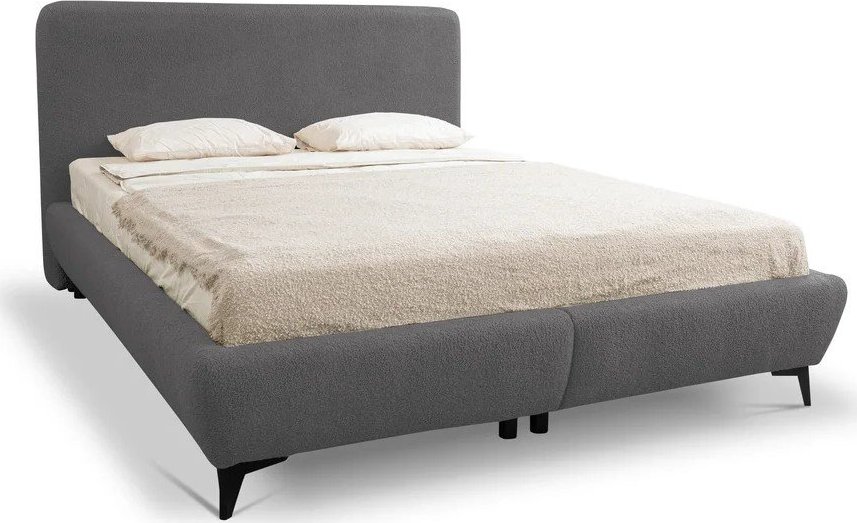 Tmavě šedá čalouněná dvoulůžková postel s úložným prostorem s roštem 180x200 cm Makapu – Makamii Makamii