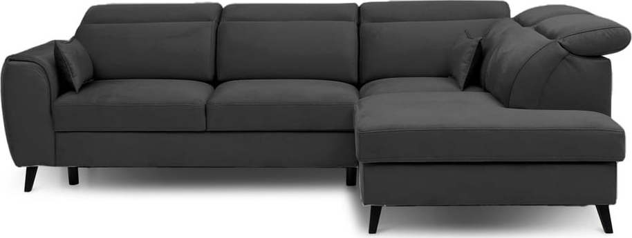 Tmavě šedá sametová rozkládací/s úložným prostorem rohová pohovka (pravý roh/do L) Noble – ELTAP ELTAP