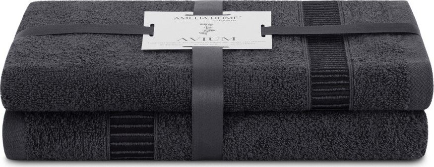 Tmavě šedé froté bavlněné ručníky a osušky v sadě 2 ks Avium – Restilo Restilo