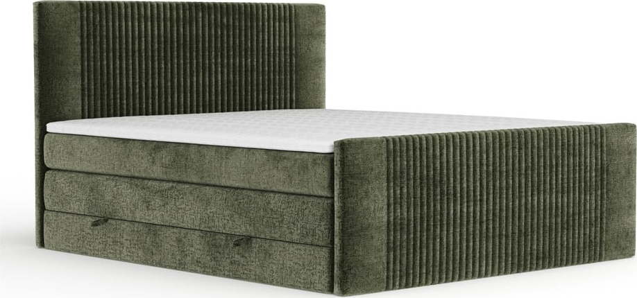 Tmavě zelená boxspring postel s úložným prostorem 200x200 cm Bergamo – Maison de Rêve Maison de Reve