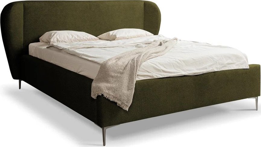 Tmavě zelená čalouněná dvoulůžková postel s roštem 140x200 cm Makana – Makamii Makamii