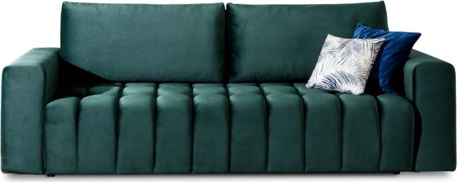 Tmavě zelená sametová rozkládací/s úložným prostorem pohovka 247 cm Lazaro – ELTAP ELTAP