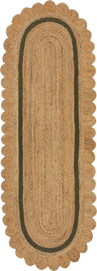 Tmavě zelený/v přírodní barvě ručně tkaný jutový běhoun 80x230 cm Grace Green – Flair Rugs Flair Rugs