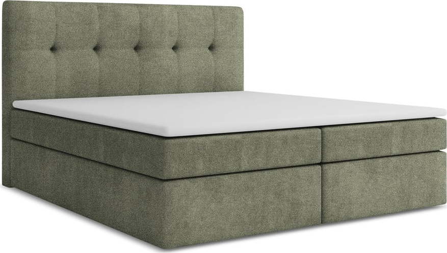 Zelená boxspring postel s úložným prostorem 140x200 cm Palta – Makamii Makamii