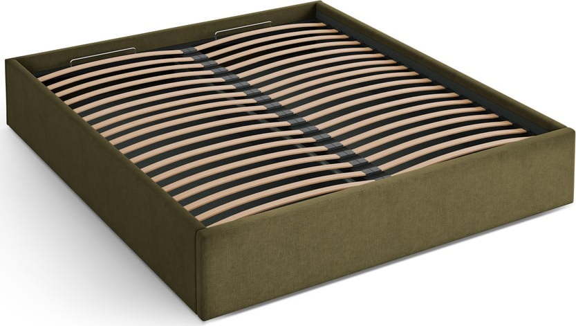 Zelená čalouněná dvoulůžková postel s úložným prostorem/bez čela s roštem 180x200 cm Susan – Micadoni Micadoni