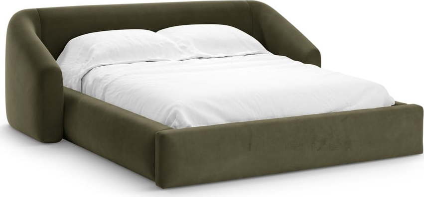 Zelená čalouněná dvoulůžková postel s úložným prostorem s roštem 160x200 cm Campi – Cosmopolitan Design Cosmopolitan design