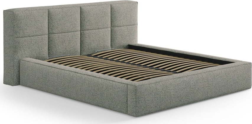Zelená čalouněná dvoulůžková postel s úložným prostorem s roštem 180x200 cm Simon Darren – Micadoni Micadoni