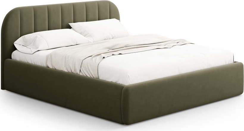 Zelená čalouněná dvoulůžková postel s úložným prostorem s roštem 200x200 cm Juno – Windsor & Co Sofas Windsor & Co Sofas