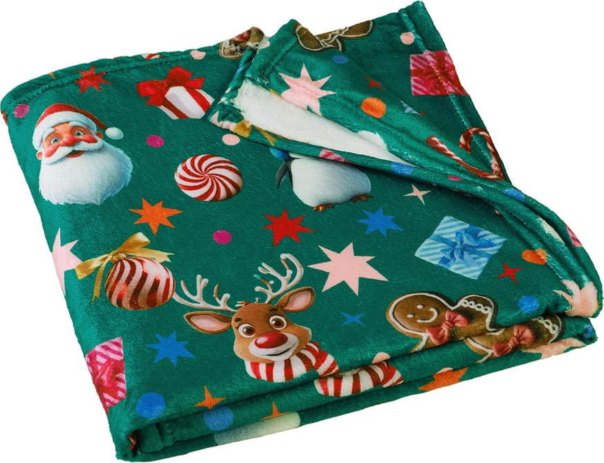 Zelená deka s vánočním motivem z mikroplyše 130x170 cm Christmas Icons – Catherine Lansfield Catherine Lansfield