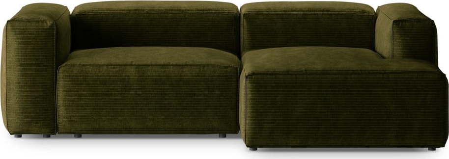 Zelená manšestrová rohová pohovka (pravý roh/s lenoškou) Bergano – Cosmopolitan Design Cosmopolitan design