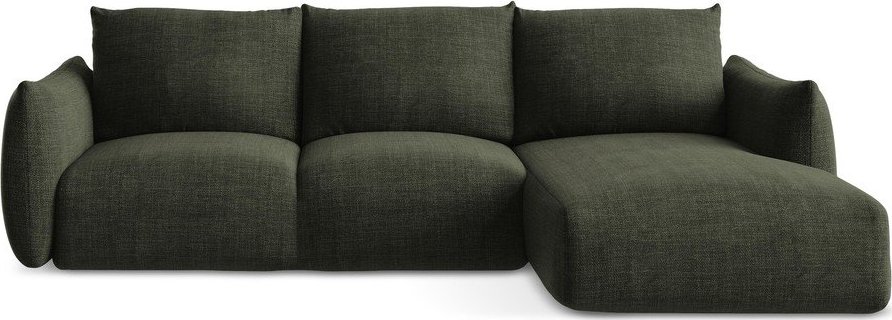 Zelená rozkládací rohová pohovka (pravý roh/s lenoškou) Leila – Makamii Makamii