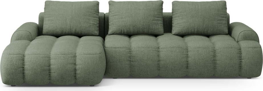 Zelená rozkládací/s úložným prostorem rohová pohovka (levý roh/s lenoškou) Linz – Cosmopolitan Design Cosmopolitan design