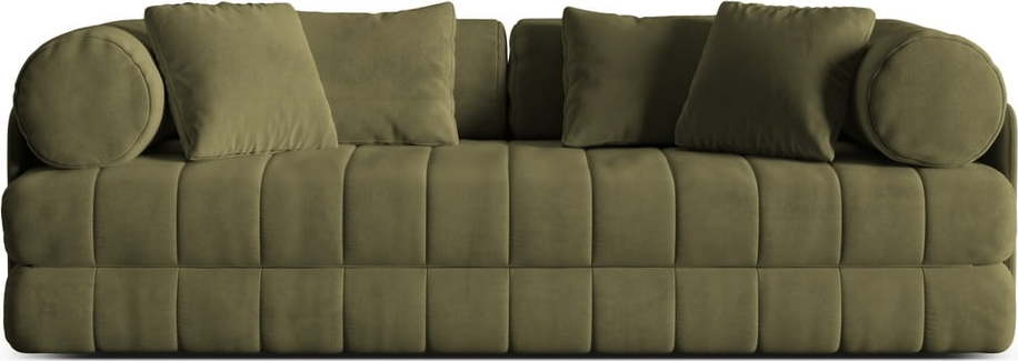 Zelená sametová rozkládací pohovka 206 cm Kemi – Cosmopolitan Design Cosmopolitan design