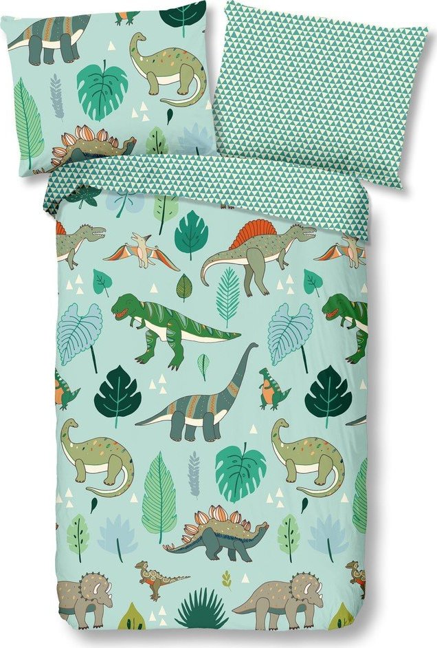 Zelené bavlněné dětské povlečení na jednolůžko 140x200 cm Dinono – Good Morning GOOD MORNING