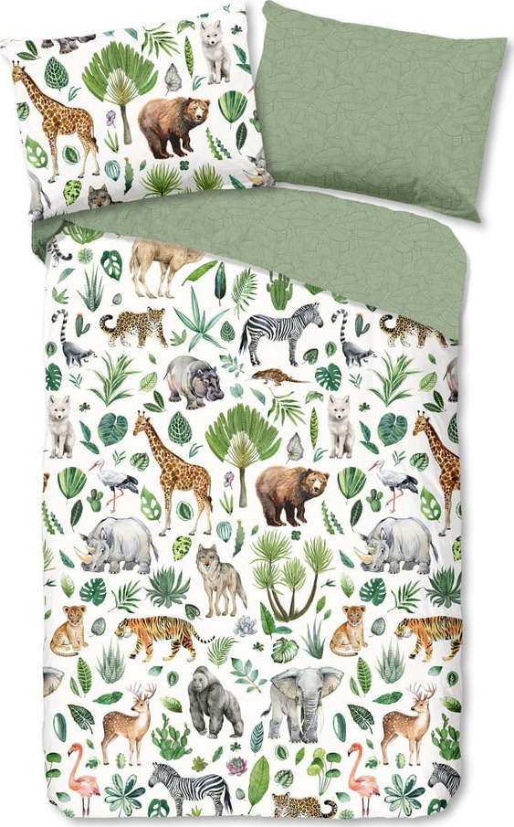 Zelené bavlněné dětské povlečení na jednolůžko 140x200 cm Samba – Good Morning GOOD MORNING
