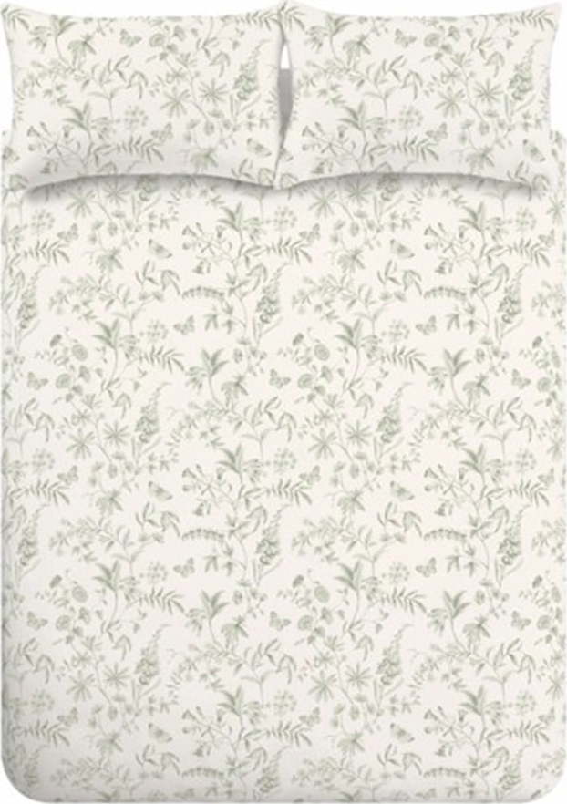 Zelené/krémové bavlněné povlečení na dvoulůžko 200x200 cm Thea Floral – Bianca Bianca