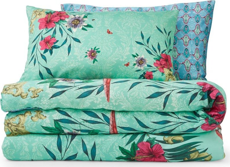 Zelené/modré povlečení na dvoulůžko z bavlněného saténu 200x200 cm Paradise Parrot – Matthew Williamson Matthew Williamson