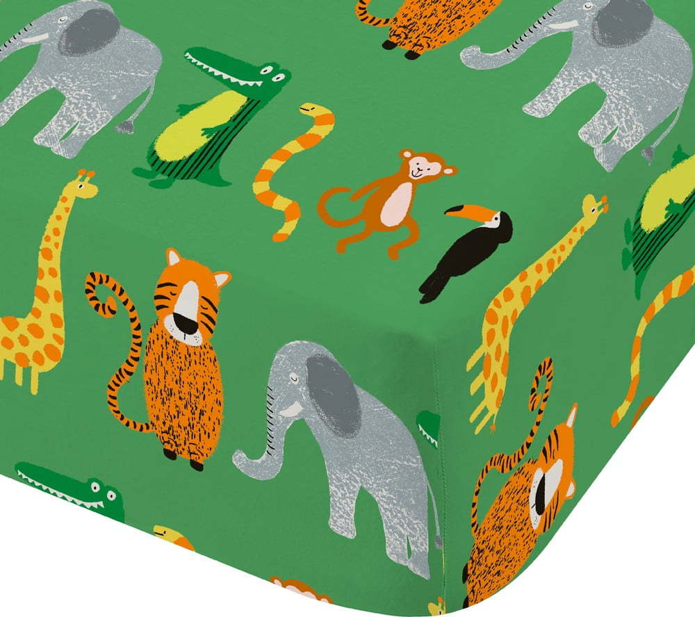 Zelené napínací dětské prostěradlo na jednolůžko 90x190 cm Animal Magic – Catherine Lansfield Catherine Lansfield