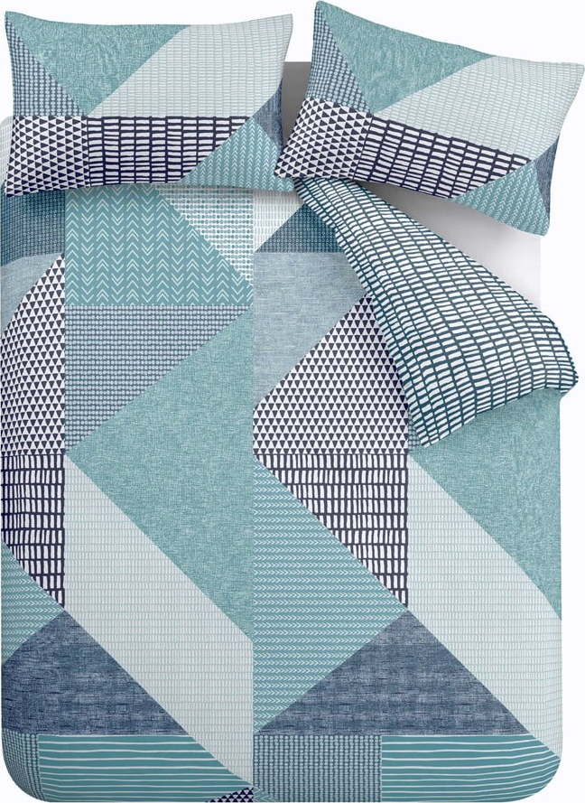 Zelenomodré povlečení na dvoulůžko 200x200 cm Larsson Geo – Catherine Lansfield Catherine Lansfield