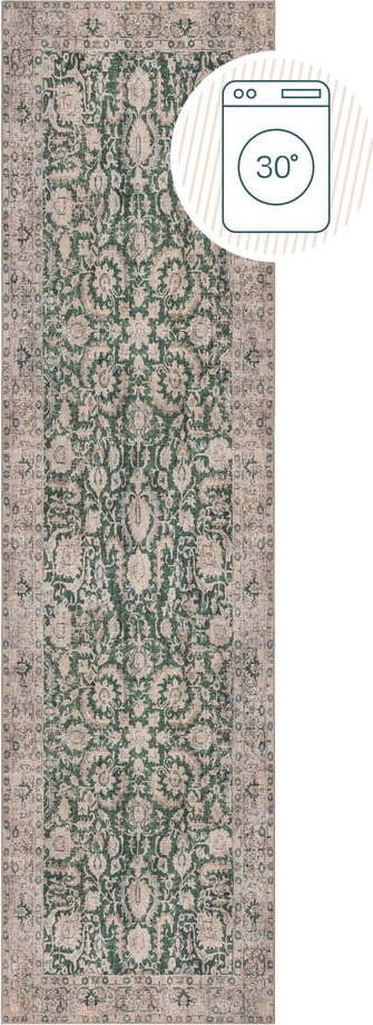 Zelený pratelný běhoun 60x230 cm Beau Floral – Flair Rugs Flair Rugs
