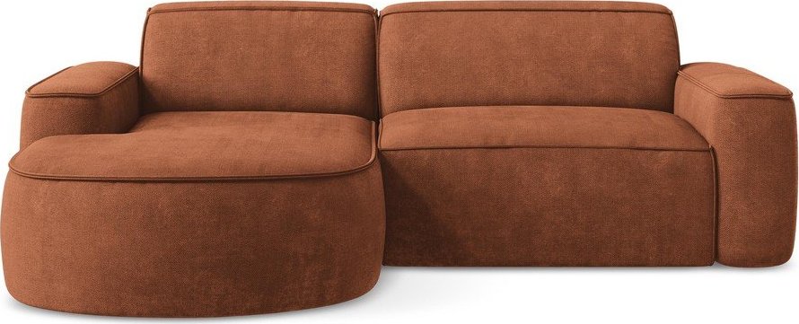 Žinylková rohová pohovka v terakotové barvě (levý roh/s lenoškou) Omao – Makamii Makamii