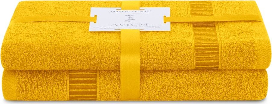 Žluté froté bavlněné ručníky a osušky v sadě 2 ks Avium – Restilo Restilo