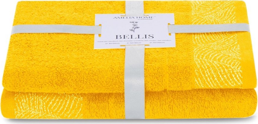 Žluté froté bavlněné ručníky a osušky v sadě 2 ks Bellis – Restilo Restilo