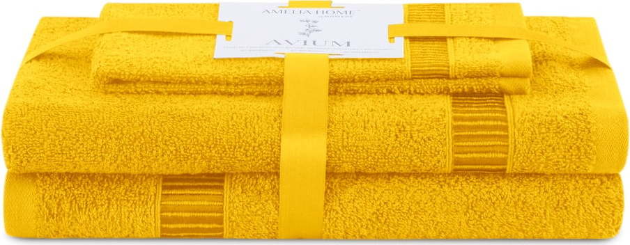 Žluté froté bavlněné ručníky a osušky v sadě 3 ks Avium – Restilo Restilo