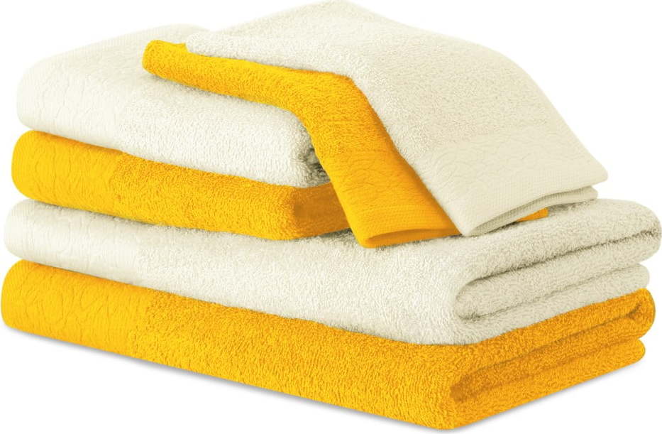 Žluté/krémové froté bavlněné ručníky a osušky v sadě 6 ks Flos – Restilo Restilo