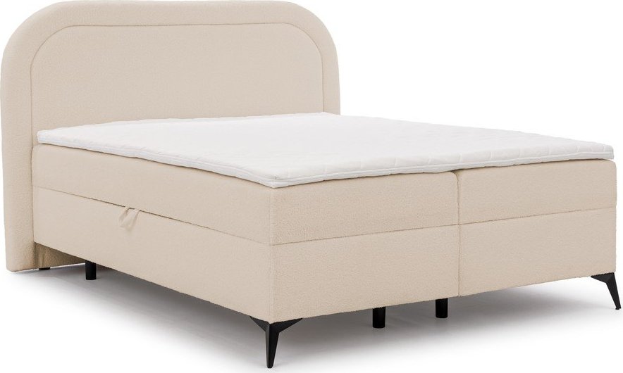 Béžová boxspring postel s úložným prostorem 200x200 cm Ornes – Ropez Ropez