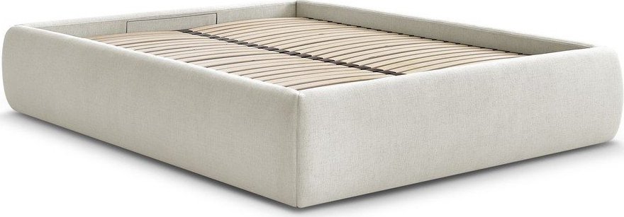 Béžová čalouněná dvoulůžková postel s úložným prostorem/bez čela s roštem 160x200 cm Inera – Bobochic Paris Bobochic Paris