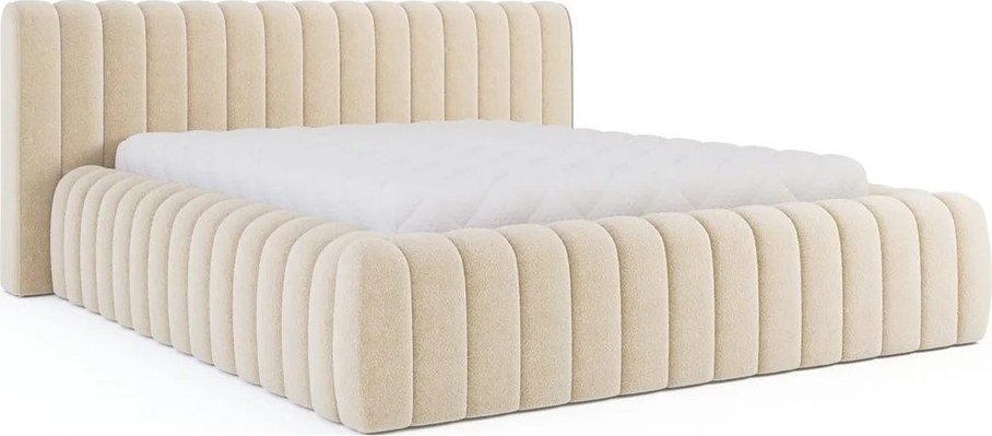 Béžová čalouněná dvoulůžková postel s úložným prostorem s roštem 160x200 cm Carilla – ELTAP ELTAP