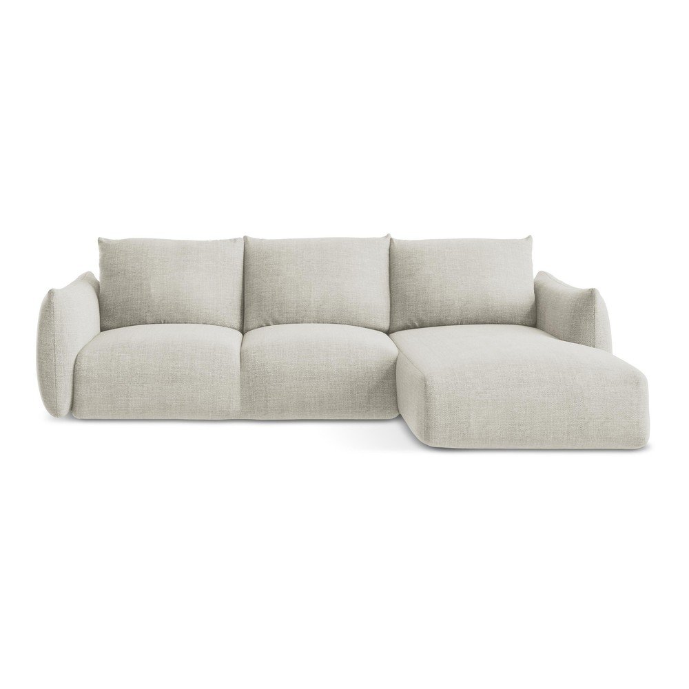 Béžová rozkládací rohová pohovka (pravý roh/s lenoškou) Leila – Makamii Makamii