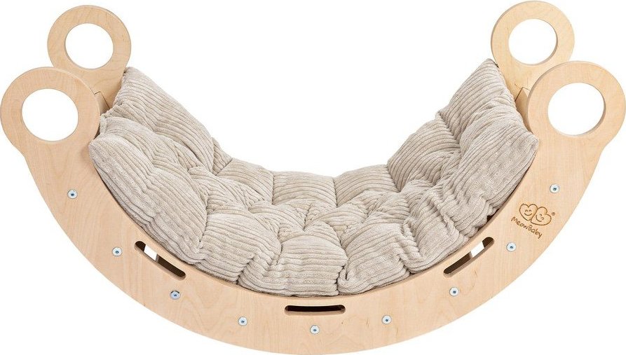 Béžová/v přírodní barvě houpačka z borovicového dřeva 39x75x38 cm Montessori – Meowbaby MeowBaby