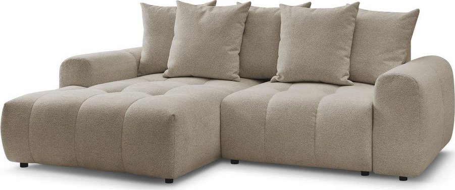 Béžová žinylková rozkládací/s úložným prostorem rohová pohovka (levý roh/s lenoškou) Roxelane – Bobochic Paris Bobochic Paris