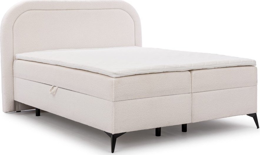 Bílá boxspring postel s úložným prostorem 200x200 cm Ornes – Ropez Ropez