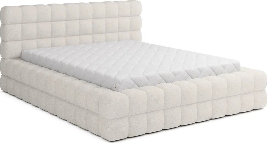 Bílá čalouněná dvoulůžková postel s úložným prostorem s roštem 160x200 cm Dizzle – ELTAP ELTAP