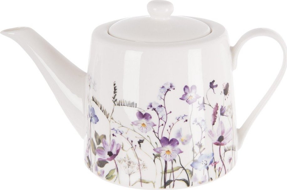 Bílá/fialová porcelánová konvice na čaj 1 l Louka – Orion Orion