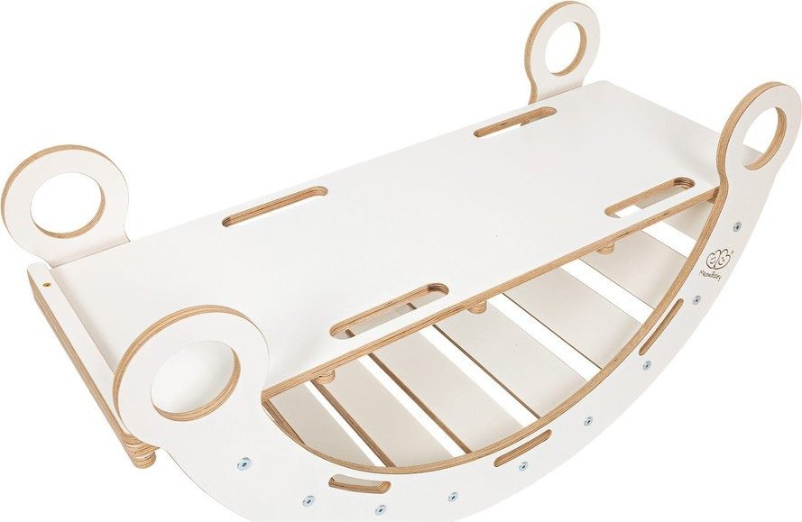 Bílá houpačka z borovicového dřeva 39x75x38 cm Montessori – Meowbaby MeowBaby