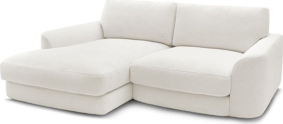 Bílá rohová pohovka z textilie bouclé (levý roh/s lenoškou) Leonore – Bobochic Paris Bobochic Paris