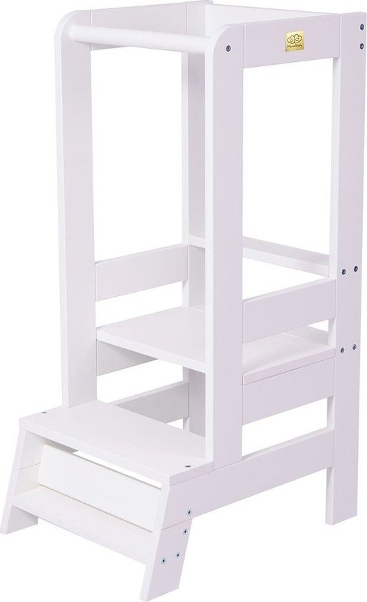 Bílá učicí věž z borovicového dřeva Montessori – Meowbaby MeowBaby
