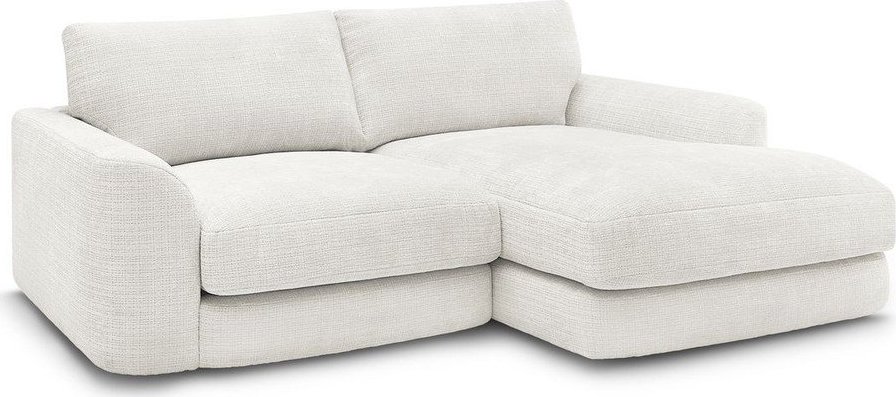 Bílá žinylková rohová pohovka (pravý roh/s lenoškou) Leonore – Bobochic Paris Bobochic Paris