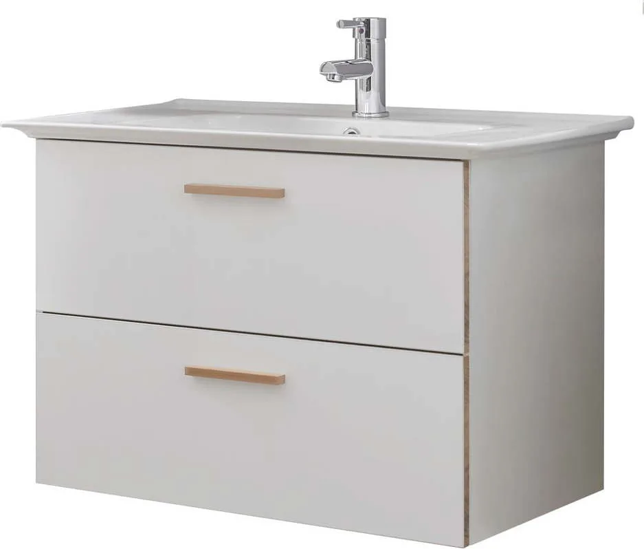 Bílé keramické umyvadlo bez baterie 80x47 cm Set 931