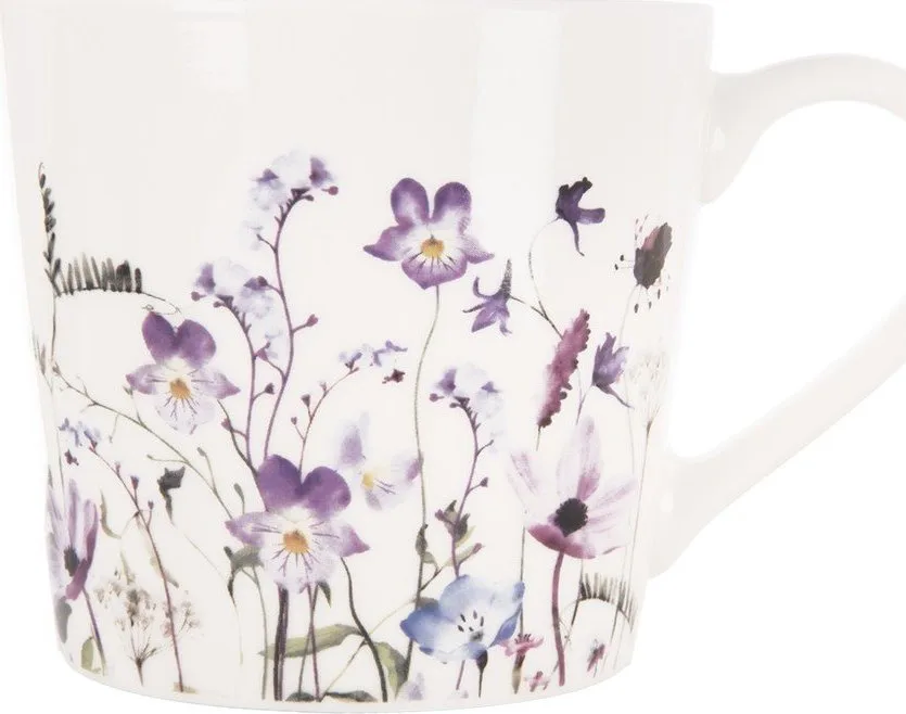 Bílý/fialový porcelánový hrnek 430 ml Louka – Orion