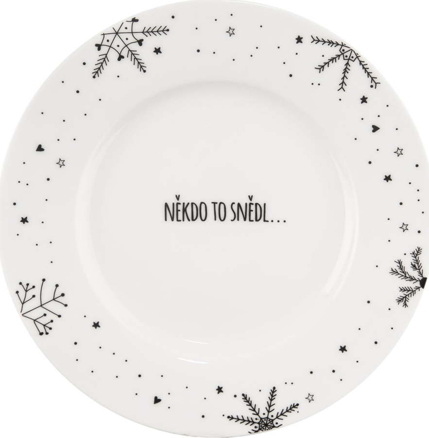 Bílý servírovací porcelánový talíř s vánočním motivem ø 20 cm – Dakls Dakls