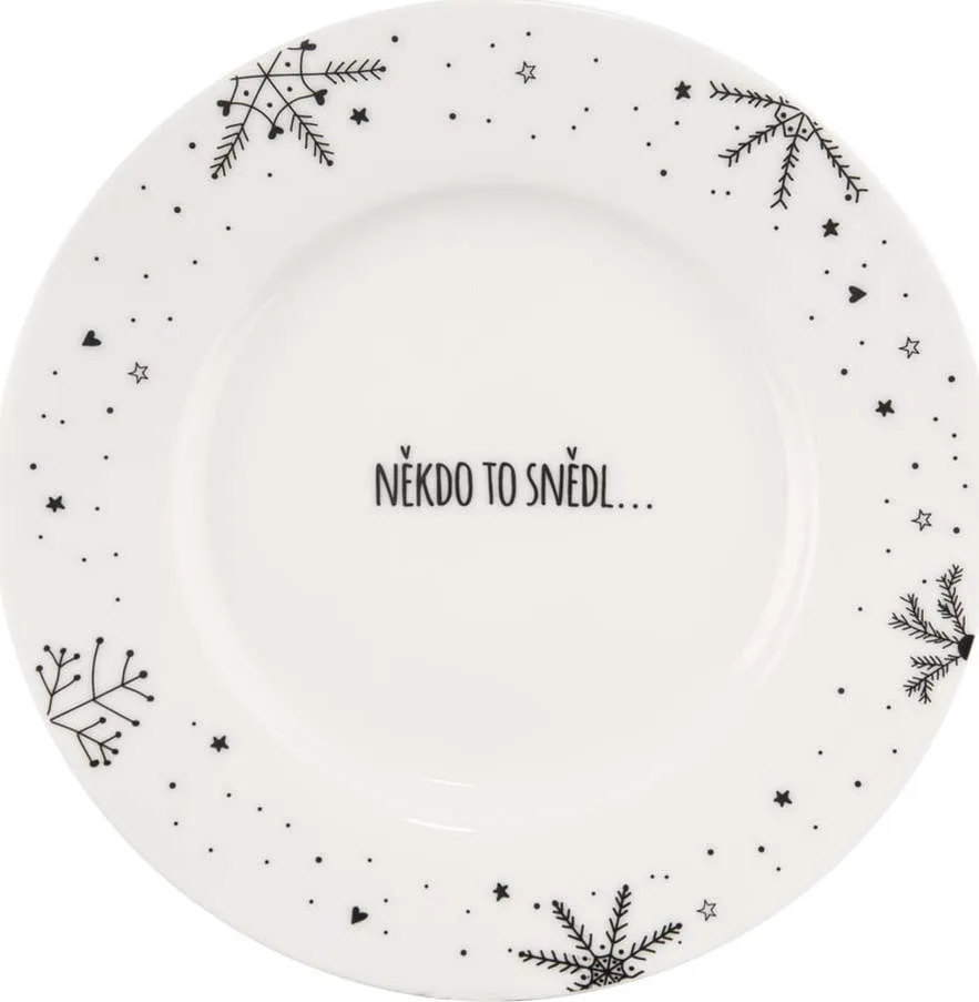 Bílý servírovací porcelánový talíř s vánočním motivem ø 20 cm – Dakls