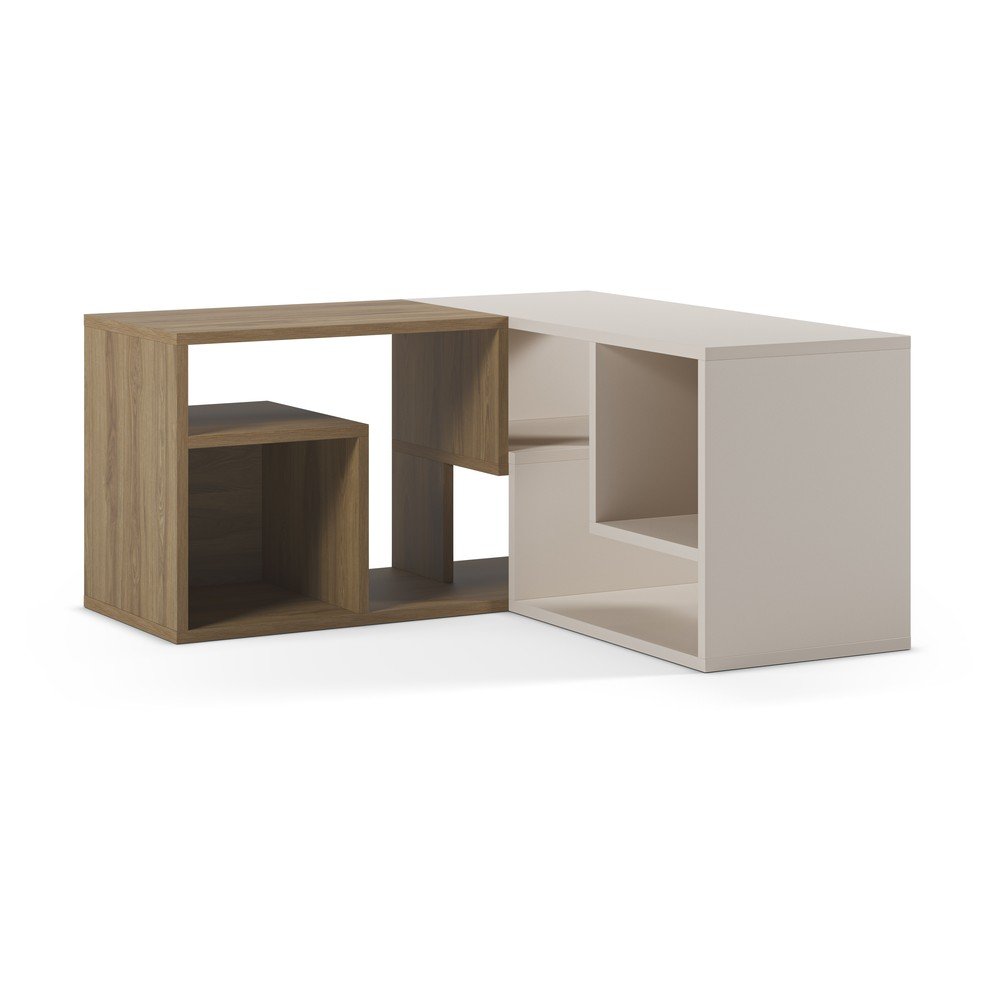 Bílý/v přírodní barvě rohový TV stolek v dekoru dubu 145x45x35 cm Glina – Marckeric Marckeric