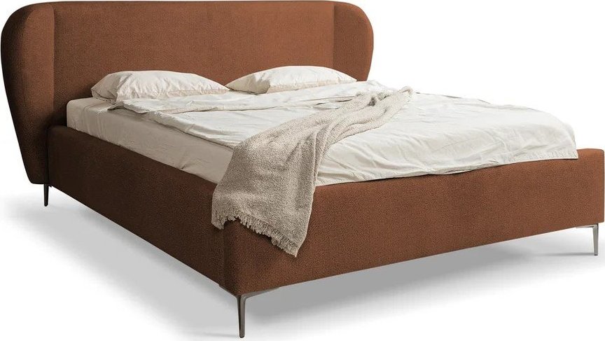 Čalouněná dvoulůžková postel s roštem 180x200 cm v terakotové barvě Makana – Makamii Makamii
