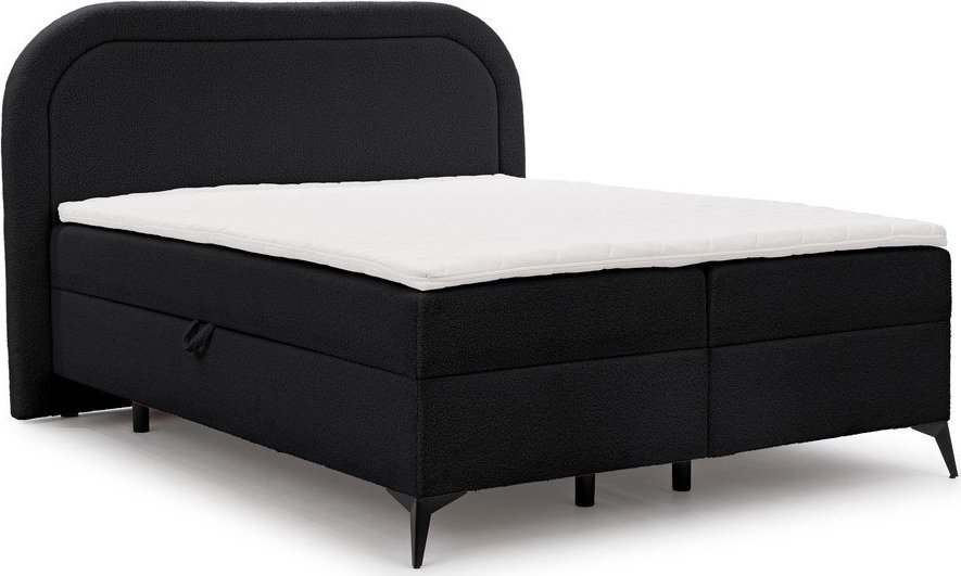 Černá boxspring postel s úložným prostorem 160x200 cm Ornes – Ropez Ropez