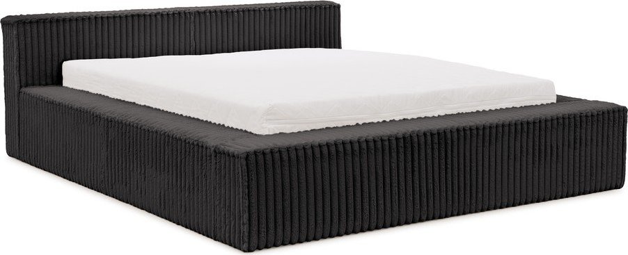 Černá čalouněná dvoulůžková postel s úložným prostorem s roštem 160x200 cm Cloe – Ropez Ropez